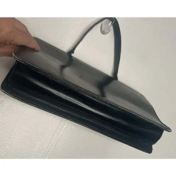 Vintage Saks Fifth Avenue Leather Handbag Purse Made in France Military Badge - Picture 4 of 11